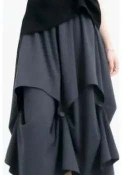 Fusta midi arhitecturala cu drapaje, gri imagine