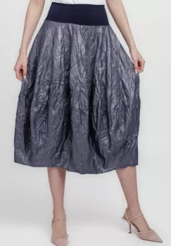 Fusta midi din tafta, tip lalea, argintiu cu bleumarin imagine