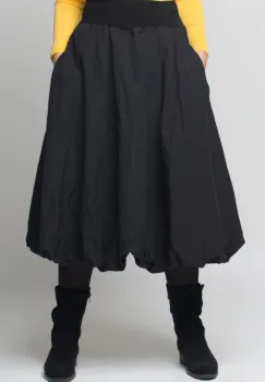 Fusta neagra midi, tip gogosar, din in mercerizat imagine