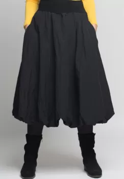 Fusta neagra midi, tip gogosar, din tafta cu memorie imagine