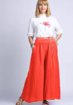 Fusta pantalon corai, casual, din in, cu o curea fancy imagine