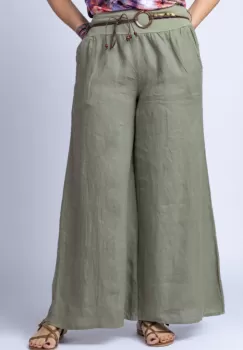 Fusta pantalon kaki casual, din in, cu o curea fancy imagine