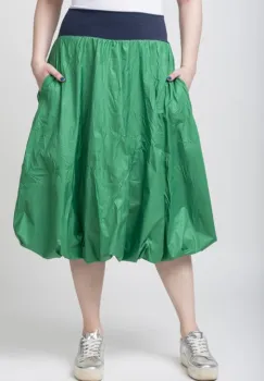 Fusta verde midi, tip gogosar, din tafta imagine