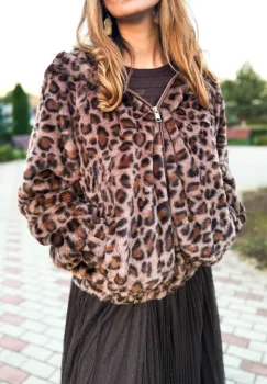 Geaca din blanita artificiala animal print imagine