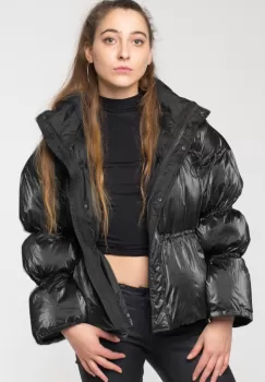 Geaca fashion neagra, cu snururi imagine