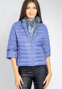 Geaca scurta, cu maneci 3 4, bleu imagine