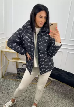 Geaca-vesta neagra cu imprimeu grafic imagine