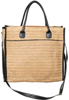 Geanta bej inchis impletita cu bareta de umar si margini din piele ecologica imagine