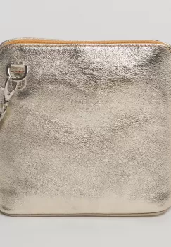 Geanta crossbody, aurie, din piele naturala imagine