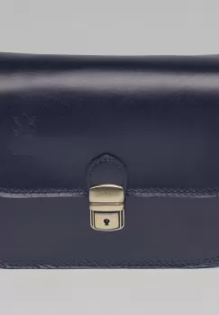 Geanta crossbody bleumarin din piele naturala, tip postas imagine