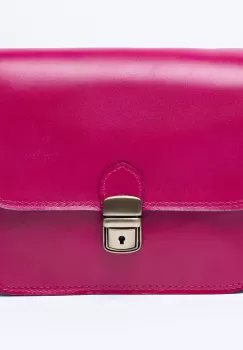 Geanta crossbody din piele naturala, tip postas, fucsia imagine