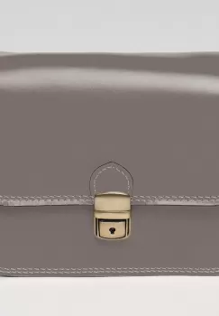 Geanta crossbody din piele naturala, tip postas, gri imagine