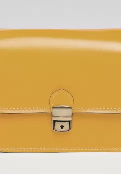 Geanta crossbody galben mustar din piele naturala, tip postas imagine