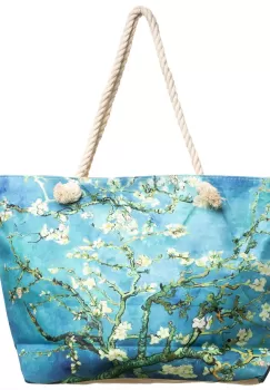 Geanta de plaja din material textil, cu imprimeu dupa Migdal Inflorind de Van Gogh imagine