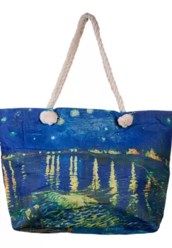 Geanta de plaja din material textil, cu imprimeu lac luminat noaptea imagine