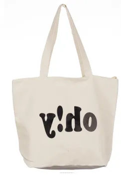 Geanta de umar din bumbac cu fermoar si imprimeu Oh!Y, alba imagine