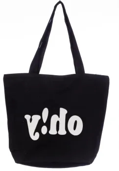 Geanta de umar din bumbac cu fermoar si imprimeu Oh!Y, neagra imagine