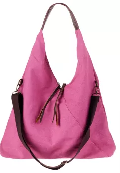 Geanta de umar din material textil si cu bareta crossbody, fucsia imagine