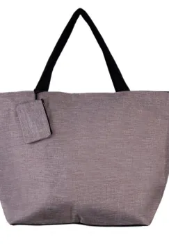 Geanta de weekend bej inchis din material textil panzat imagine