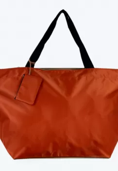 Geanta de weekend portocalie din material textil usor lucios imagine