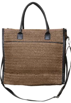 Geanta maron impletita cu bareta de umar si margini din piele ecologica imagine