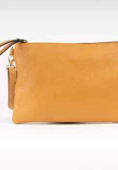 Geanta plic crossbody camel, din piele naturala imagine