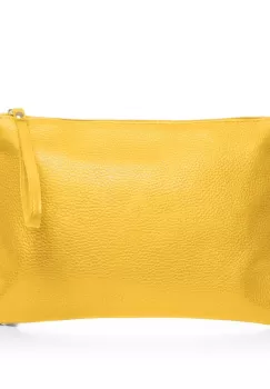 Geanta plic crossbody galbena, din piele naturala imagine