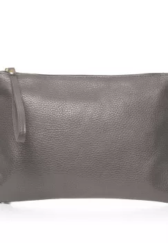 Geanta plic crossbody gri, din piele naturala imagine