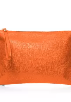 Geanta plic crossbody portocaliu, din piele naturala imagine