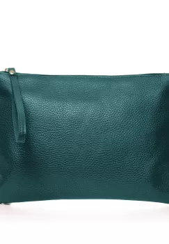 Geanta plic crossbody turcoaz inchis, din piele naturala imagine