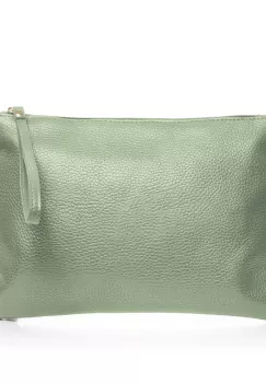Geanta plic crossbody verde fistic, din piele naturala imagine