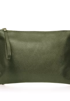Geanta plic crossbody verde kaki, din piele naturala imagine