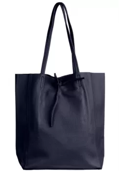 Geanta shopper bleumarin din piele naturala imagine