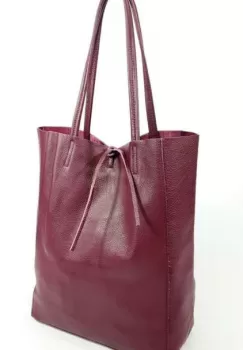 Geanta shopper bordo din piele naturala imagine