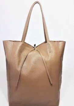 Geanta shopper camel din piele naturala imagine