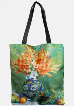 Geanta shopper din material textil, cu imprimeu inspirat dintr-o pictura cu natura statica imagine