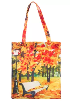 Geanta shopper din material textil, imprimeu peisaj de toamna imagine