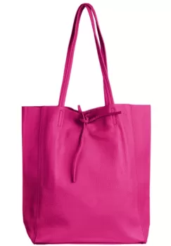 Geanta shopper fucsia din piele naturala imagine