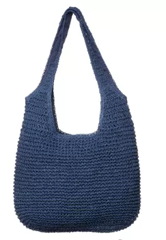 Geanta shopper impletita cu manere late, bleumarin imagine