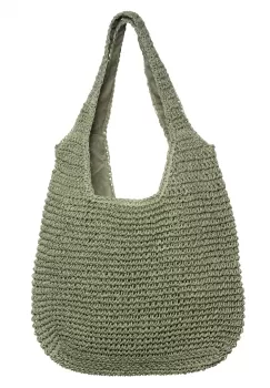 Geanta shopper impletita cu manere late, verde prafuit imagine