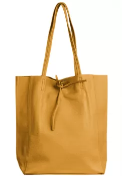 Geanta shopper mustar din piele naturala imagine