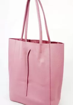 Geanta shopper roz inchis din piele naturala imagine