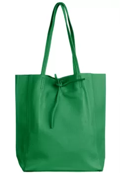 Geanta shopper verde din piele naturala imagine