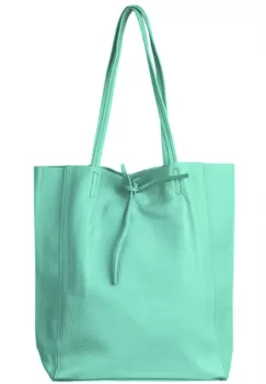 Geanta shopper verde menta din piele naturala imagine