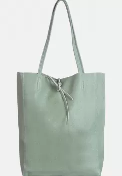 Geanta shopper verde ou de rata din piele naturala imagine