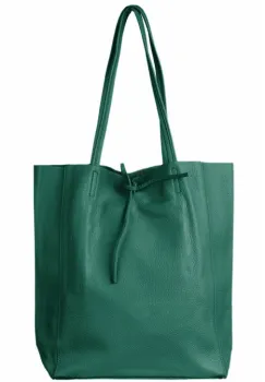 Geanta shopper verde smarald, din piele naturala imagine