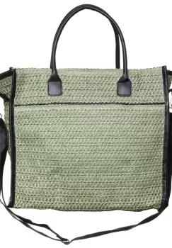 Geanta verde impletita cu bareta de umar si margini din piele ecologica imagine
