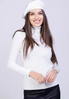 Helanca masura mai mare, din tricotaj cu guler inalt, alba imagine