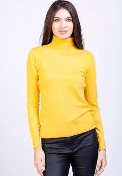 Helanca masura mai mare, din tricotaj cu guler inalt, galbena imagine