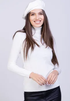 Helanca pulover cu guler inalt, alba imagine